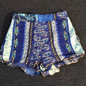 Blue paisley shorts
